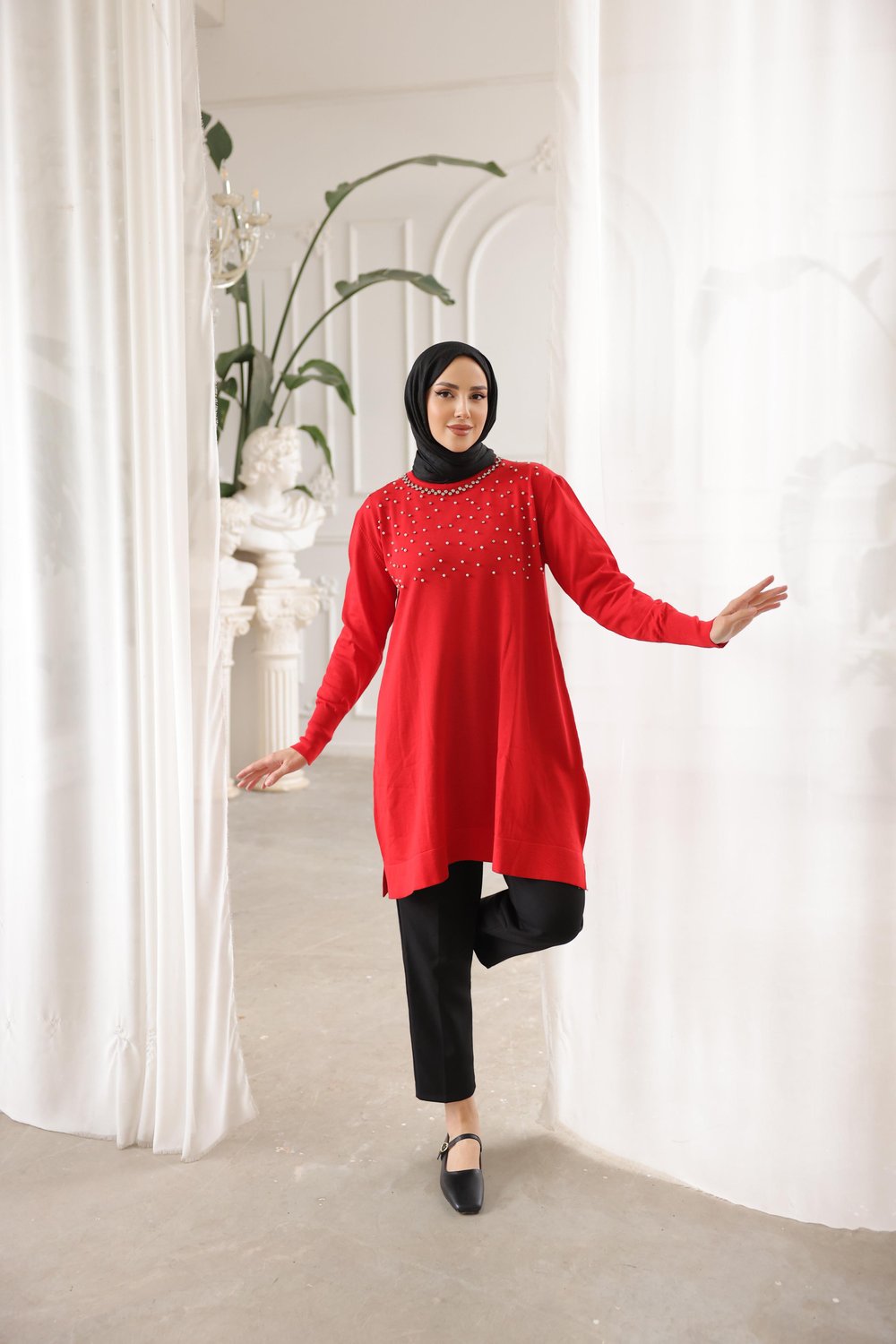 Merserize İncili Taşlı Tunik 140165