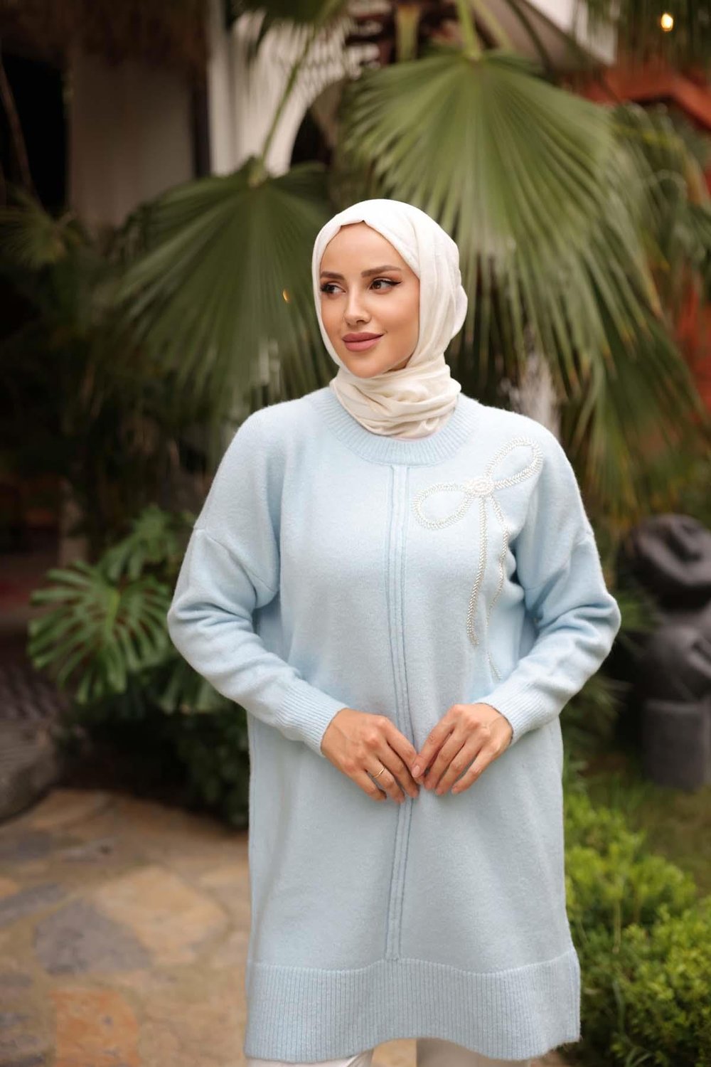 Şardonlu Bisiklet Yaka Tunik 7448