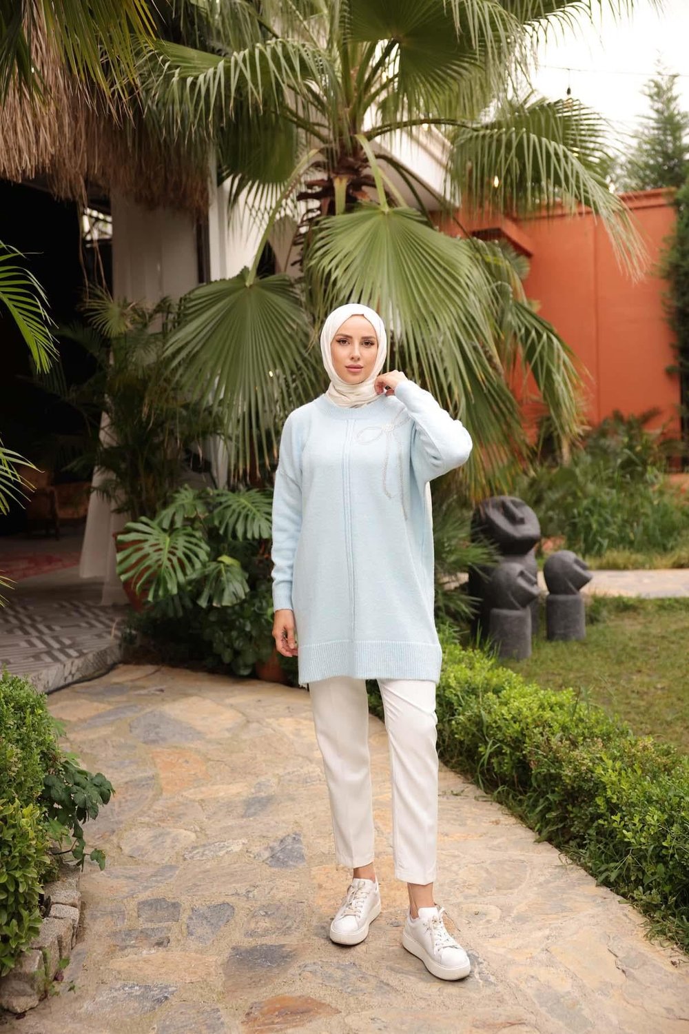 Şardonlu Bisiklet Yaka Tunik 7448