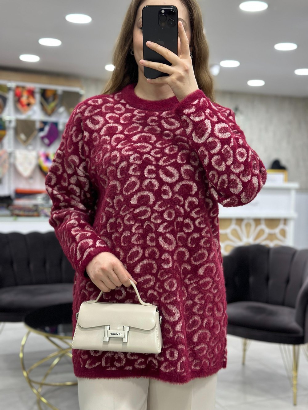 Simli Angora Leoparlı Tunik 140116