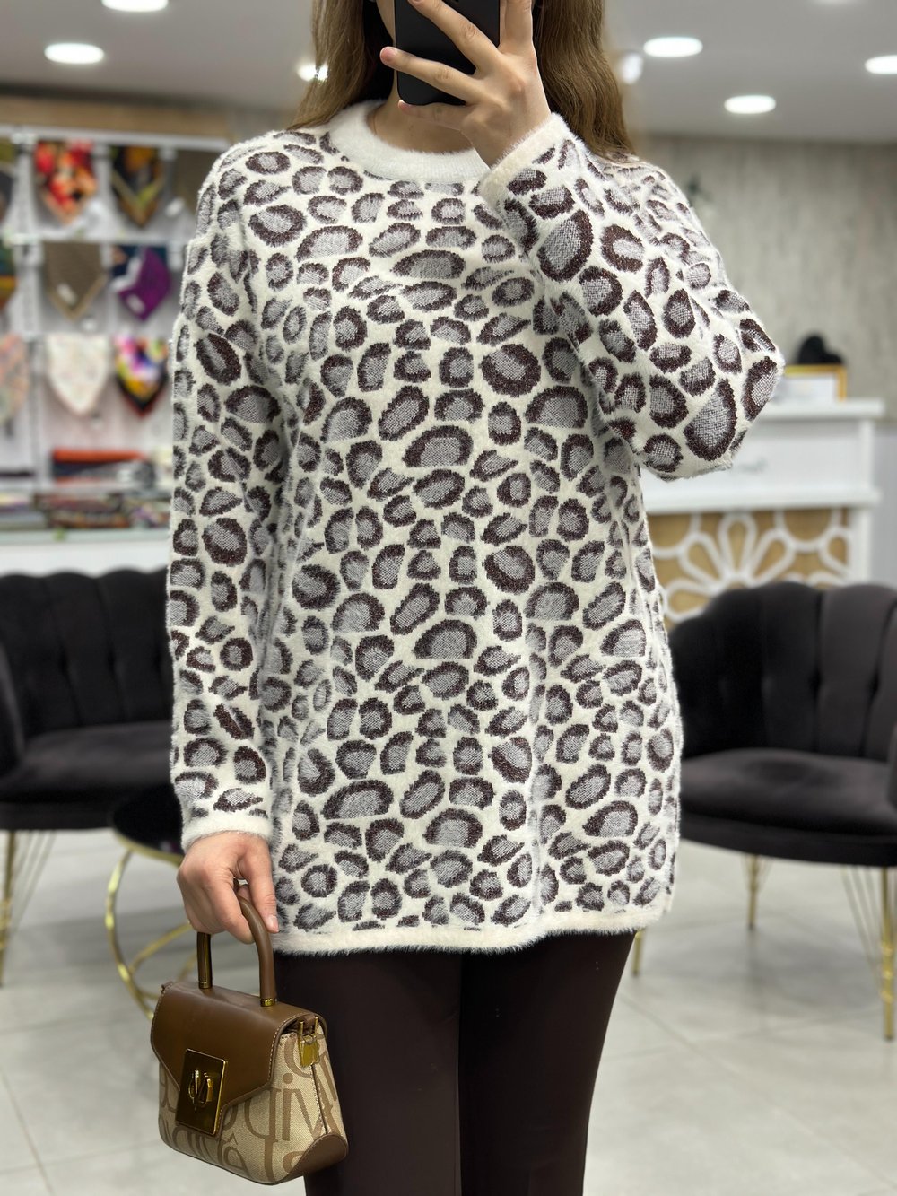 Simli Angora Leoparlı Tunik 140116