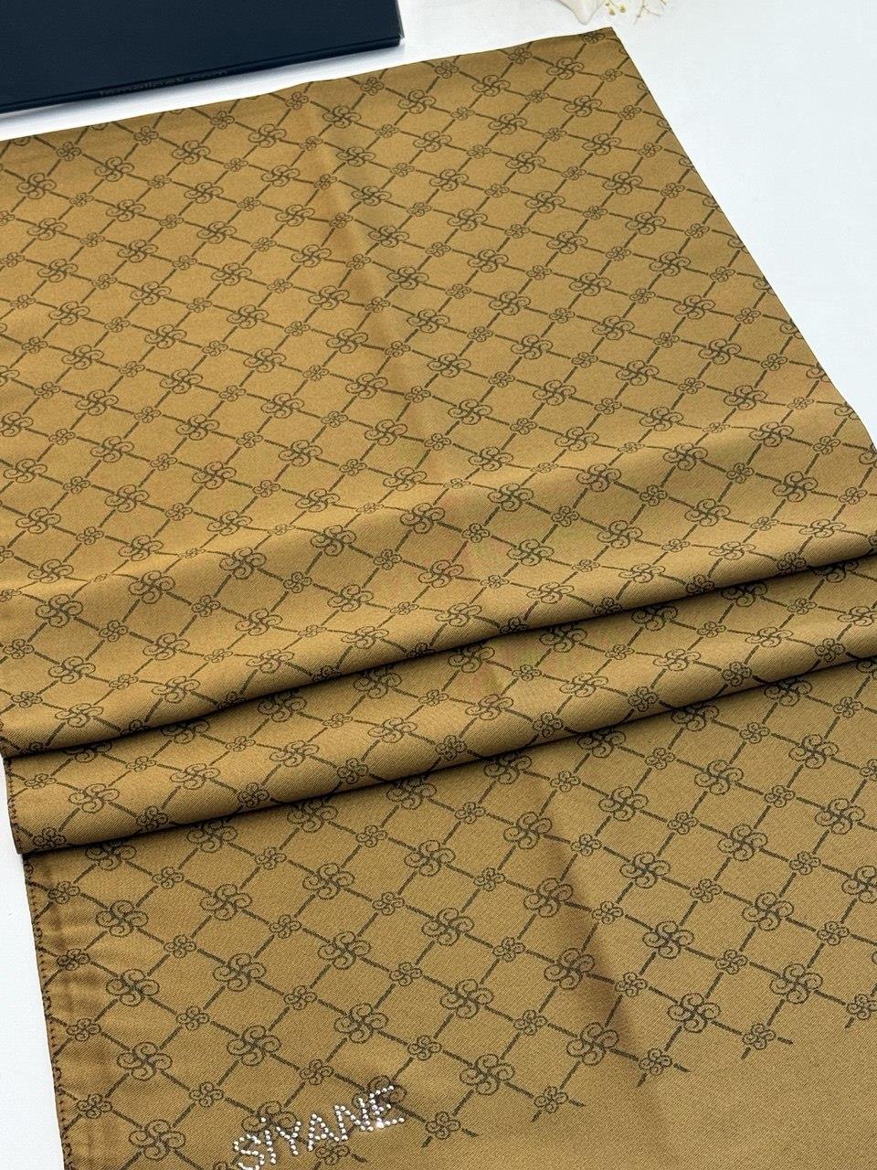 Siyane - Çift Taraflı Pamuk Jakar Monogram Şal 03187