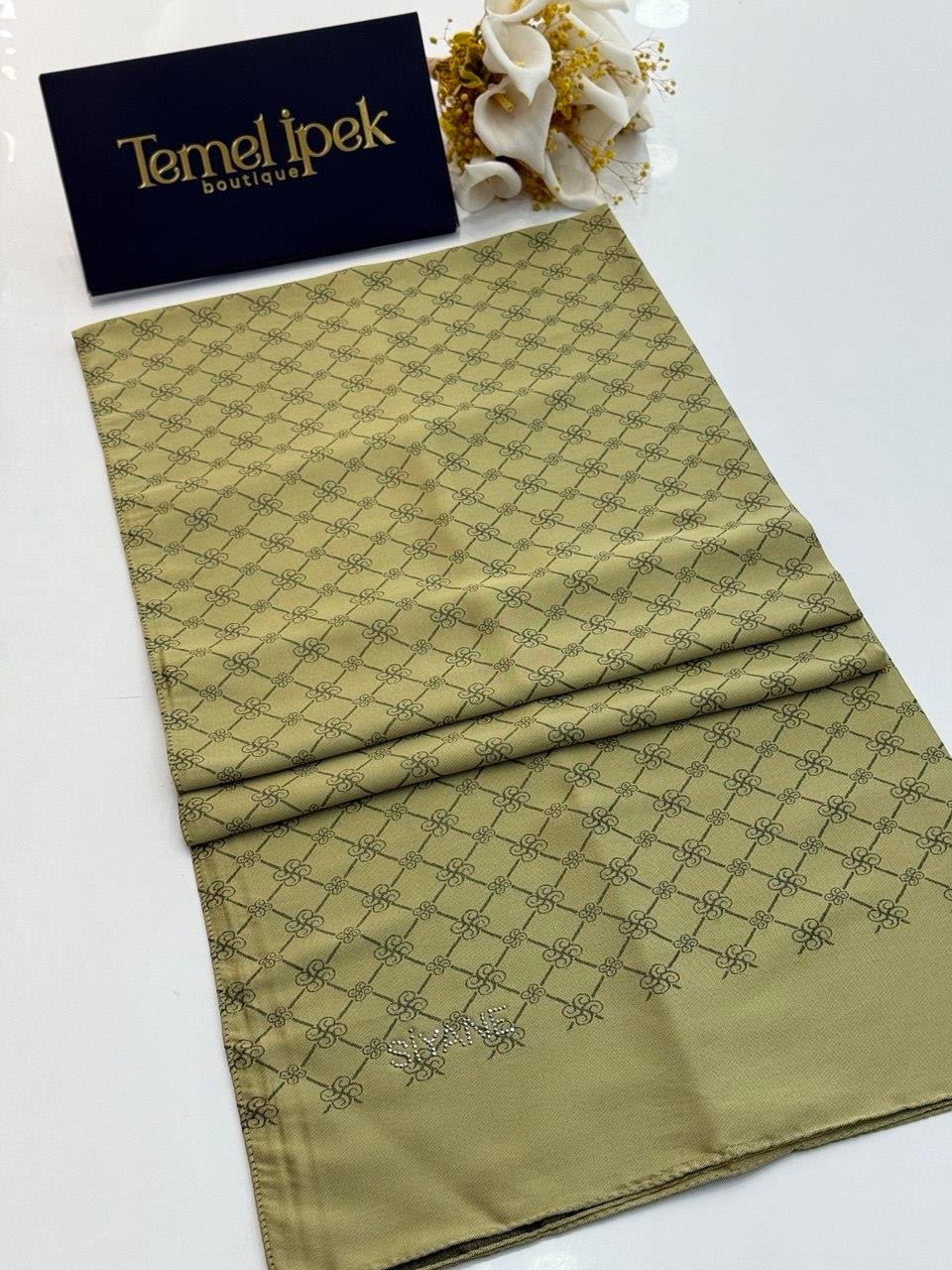 Siyane - Çift Taraflı Pamuk Jakar Monogram Şal 03187