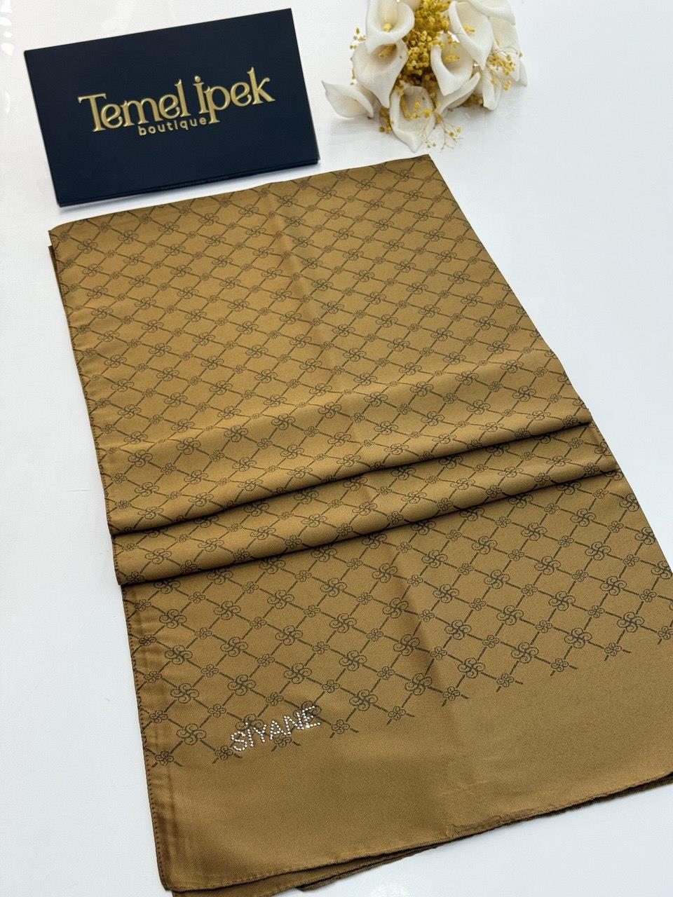 Siyane - Çift Taraflı Pamuk Jakar Monogram Şal 03187