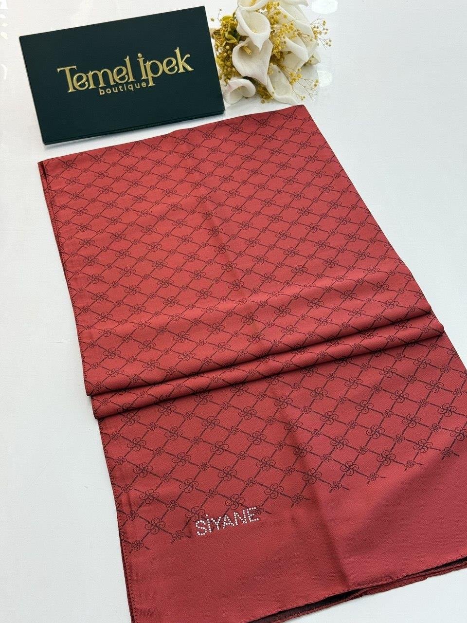 Siyane - Çift Taraflı Pamuk Jakar Monogram Şal 03187