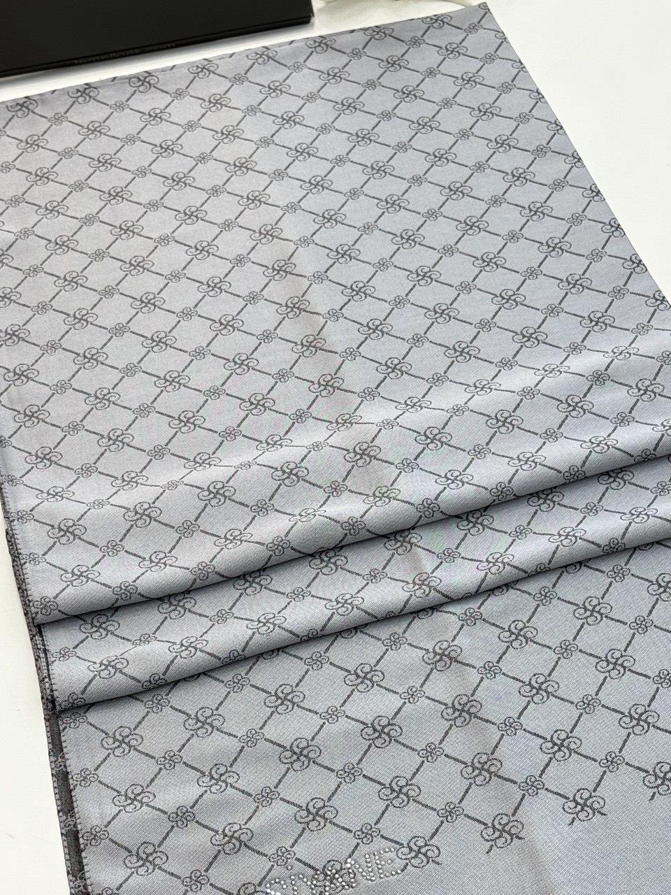 Siyane - Çift Taraflı Pamuk Jakar Monogram Şal 03187