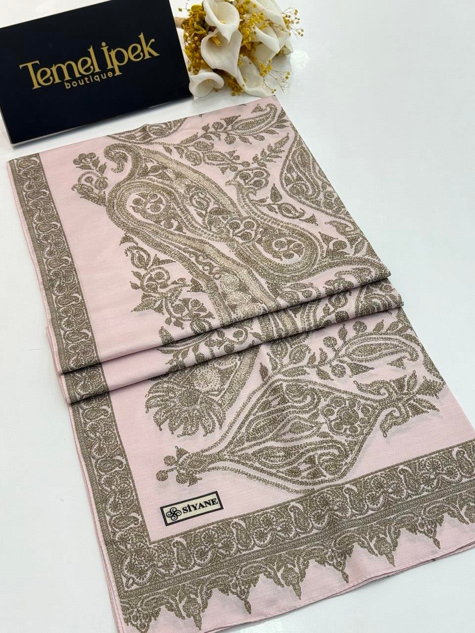 Siyane - Desenli Pamuklu Kumaş Şal 03198