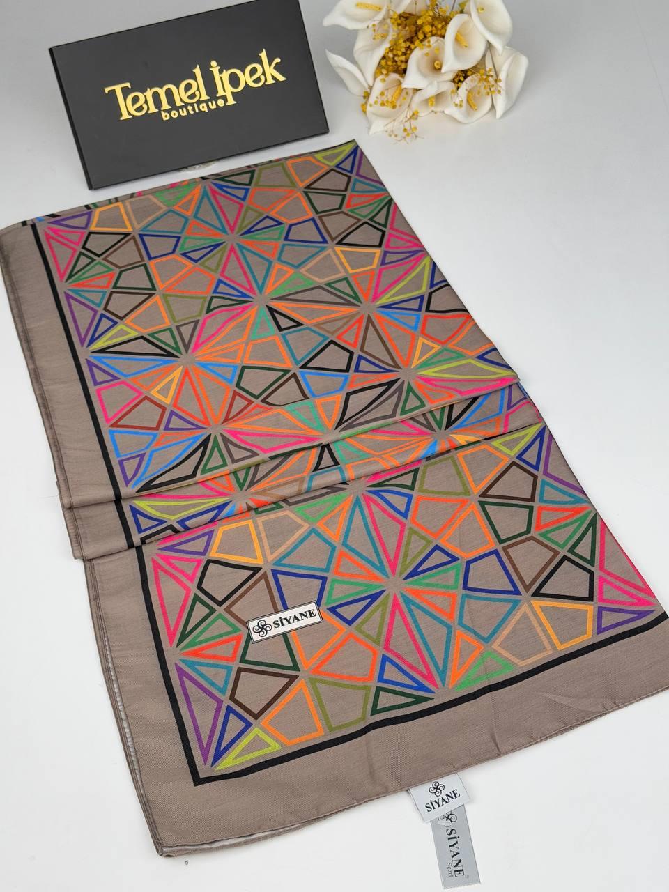 Siyane - Desenli Pamuklu Kumaş Şal 75x190 cm 02069