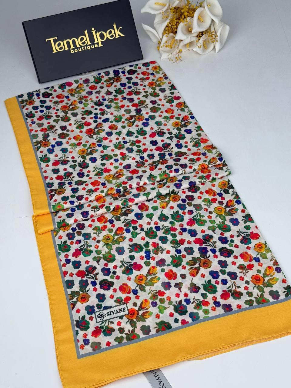 Siyane - Desenli Pamuklu Kumaş Şal 75x190 cm 02076