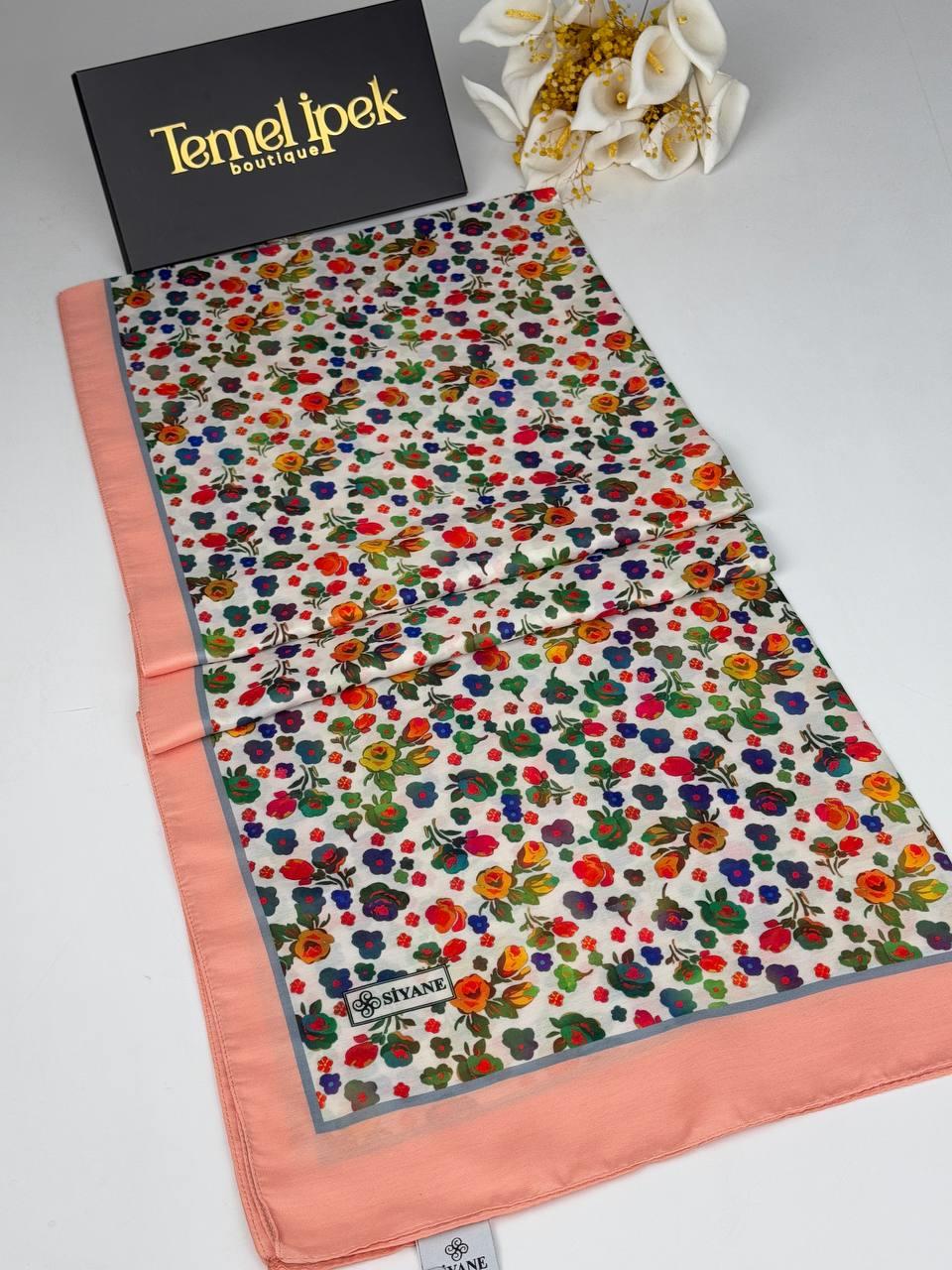 Siyane - Desenli Pamuklu Kumaş Şal 75x190 cm 02076