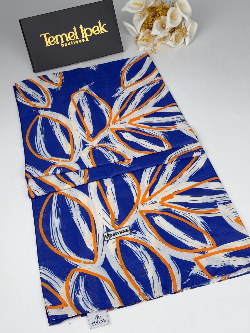 Siyane - Desenli Pamuklu Kumaş Şal 75x190 cm 02053