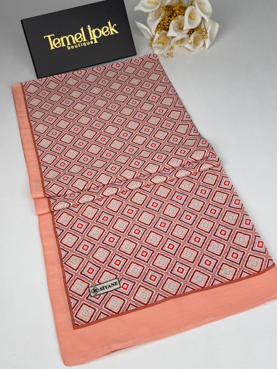 Siyane - Desenli Pamuklu Kumaş Şal 75x190 cm 02080