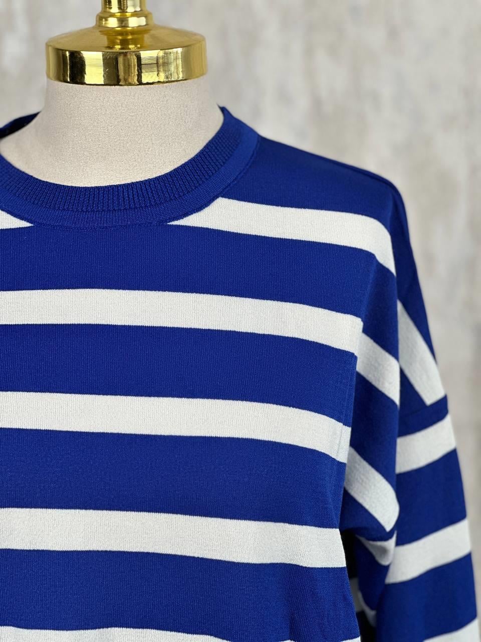 Soğuk Tuşe Oversize Çizgili Tunik 14854