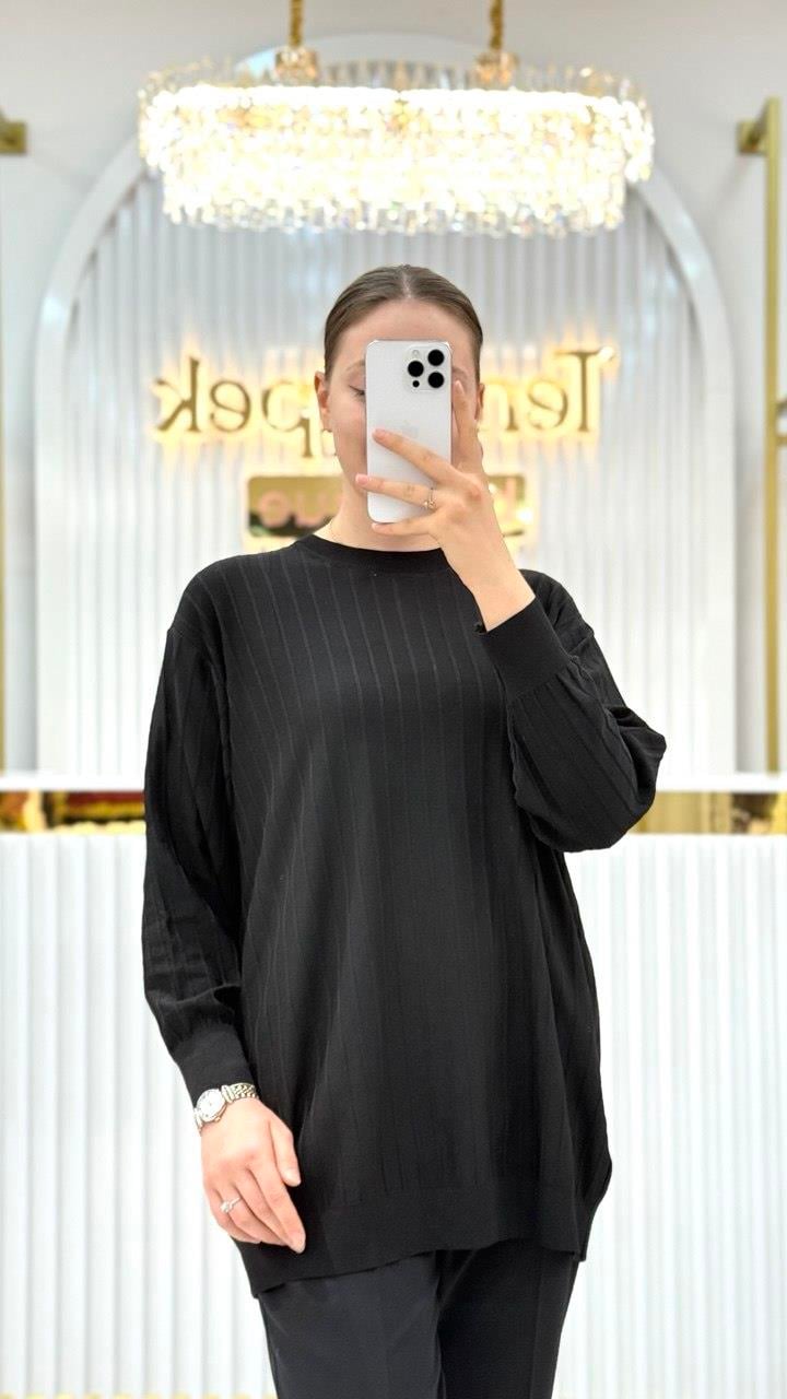 Soğuk Tuşe Oversize Fitilli Tunik 140290