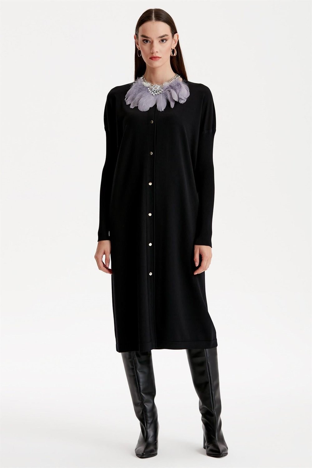 Tığ Triko - Önden Düğmeli Rayon Hırka 21246.1