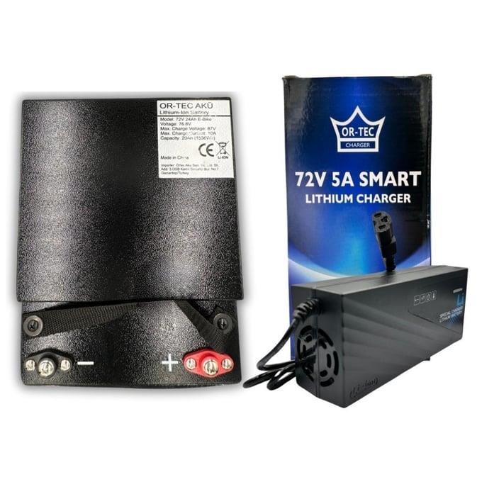 72V 20Ah LiFePO4 Elektrikli Motosiklet Aküsü ve Şarj Seti