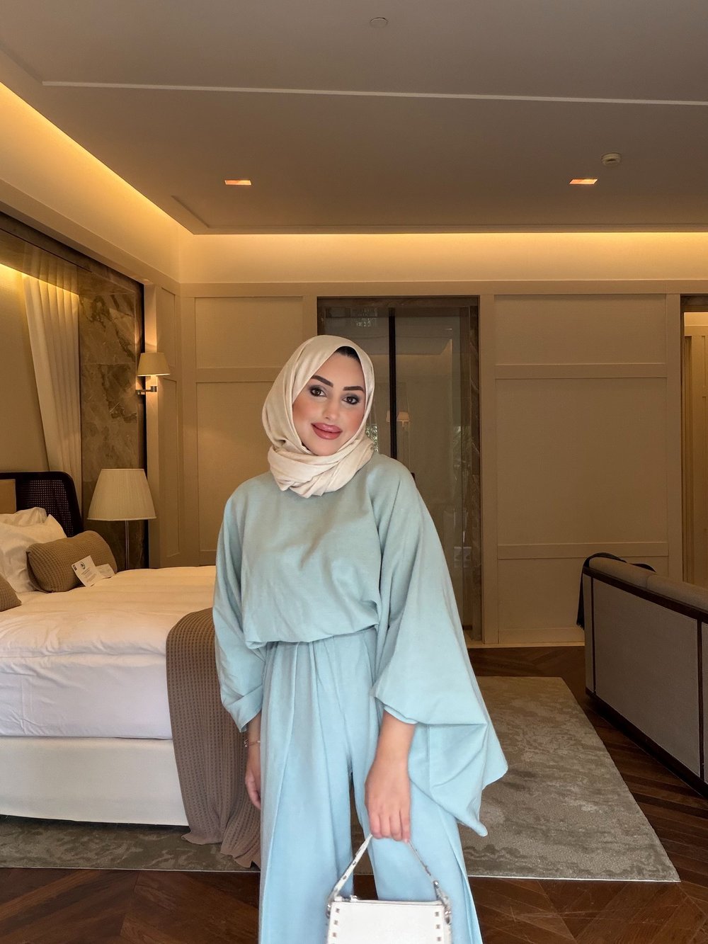 AVEN ASİMETRİK PANTOLONLU KETEN TAKIM- MAVİ