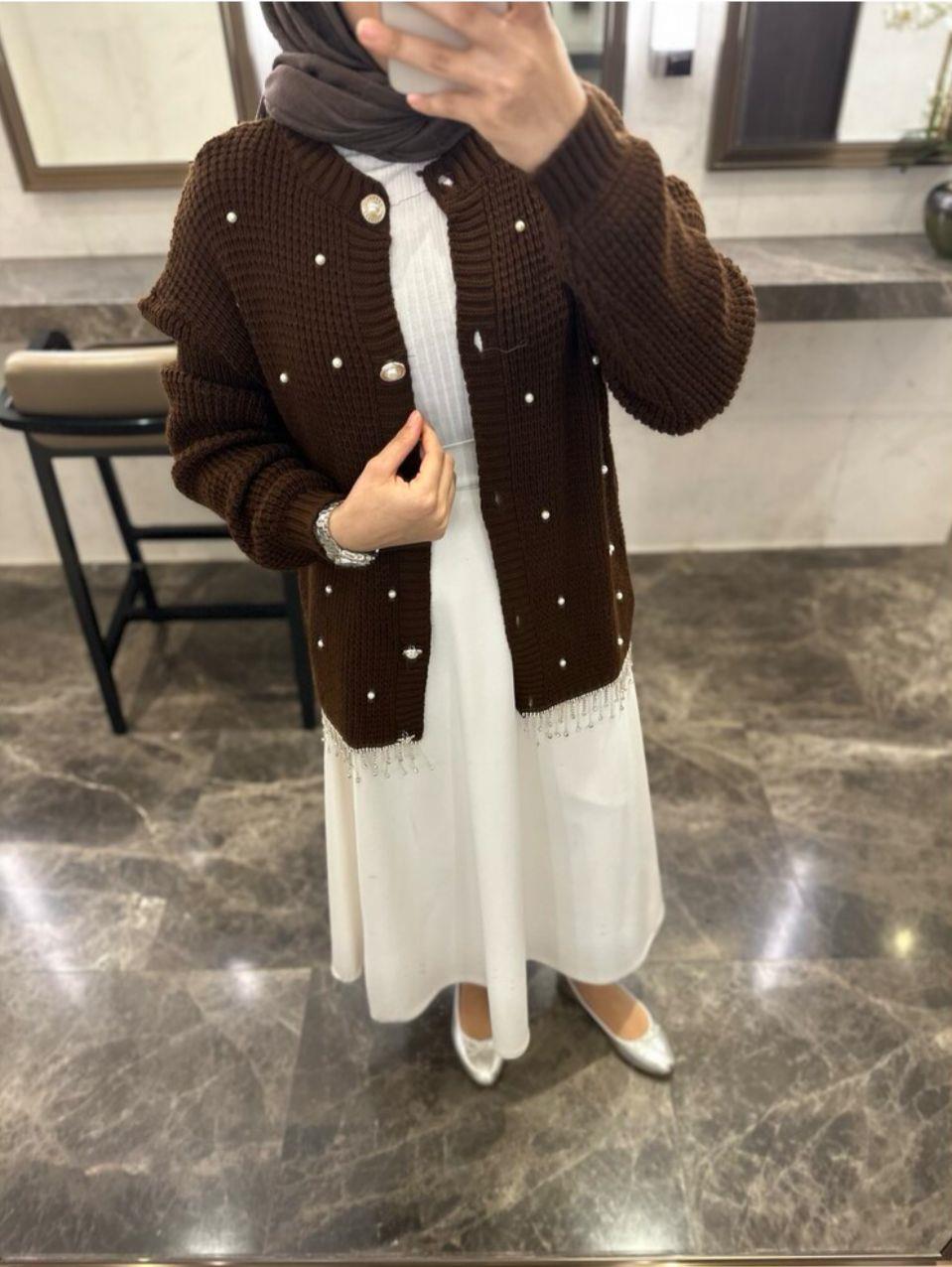 Pearl Elegance Hırka Acı Kahve