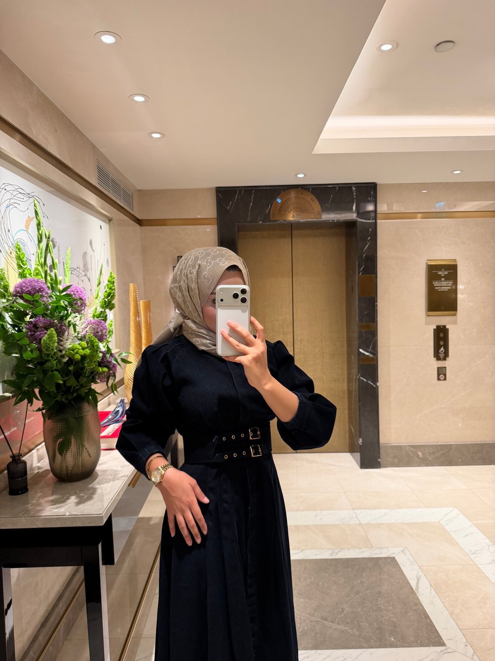 PREMIUM KEMERLİ DENIM ELBİSE- LACİVERT