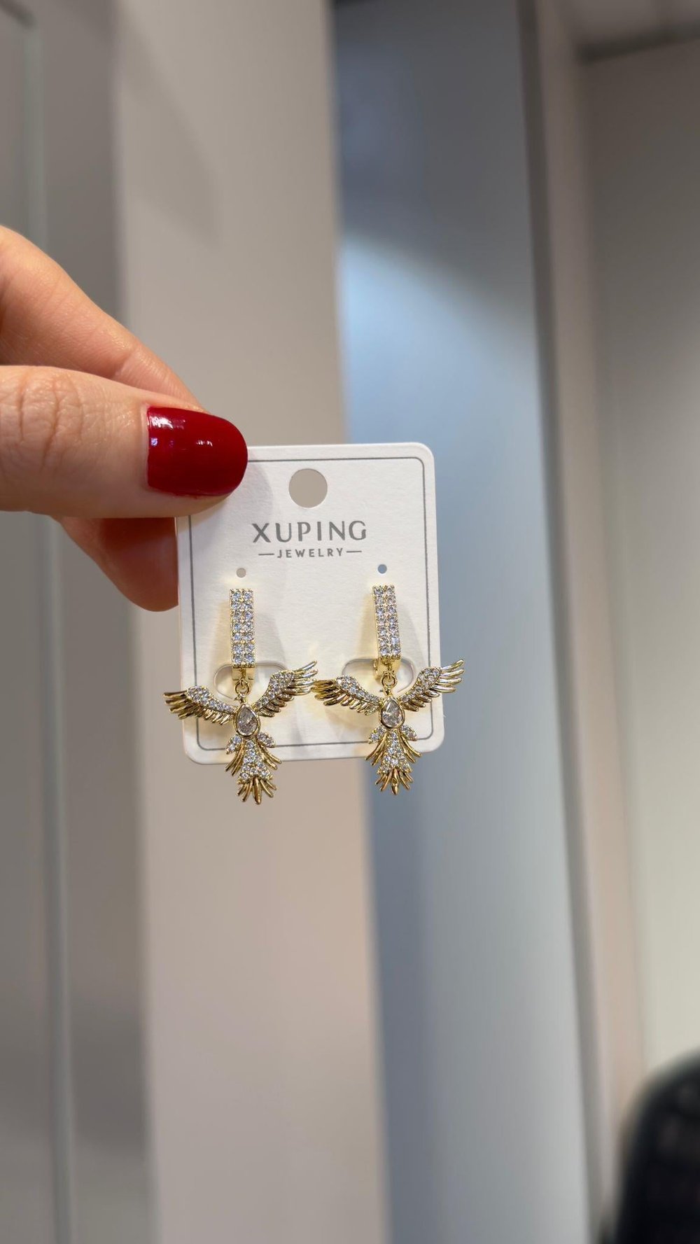 Özel Seri 14K Taşlı Gold Anka Kuşlu Küpe