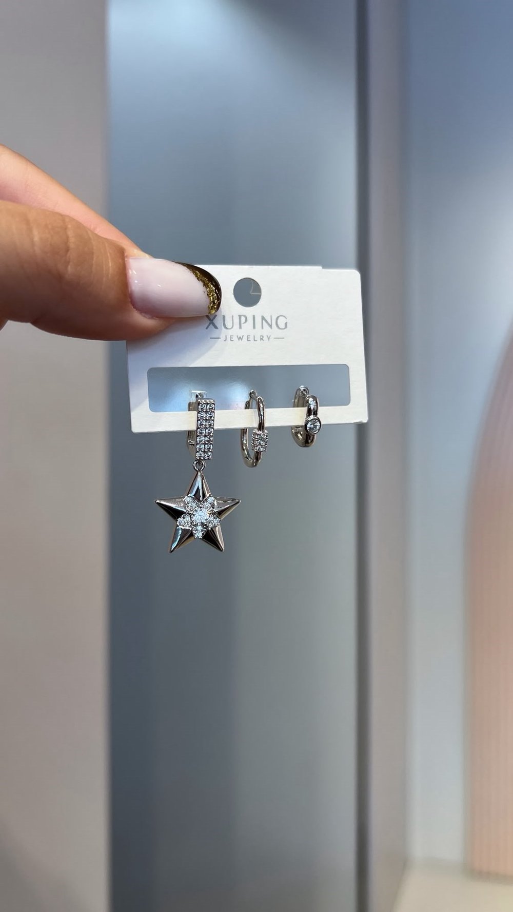 Özel Seri 14K Taşlı Yıldız Detaylı Üçlü Set Silver Küpe 