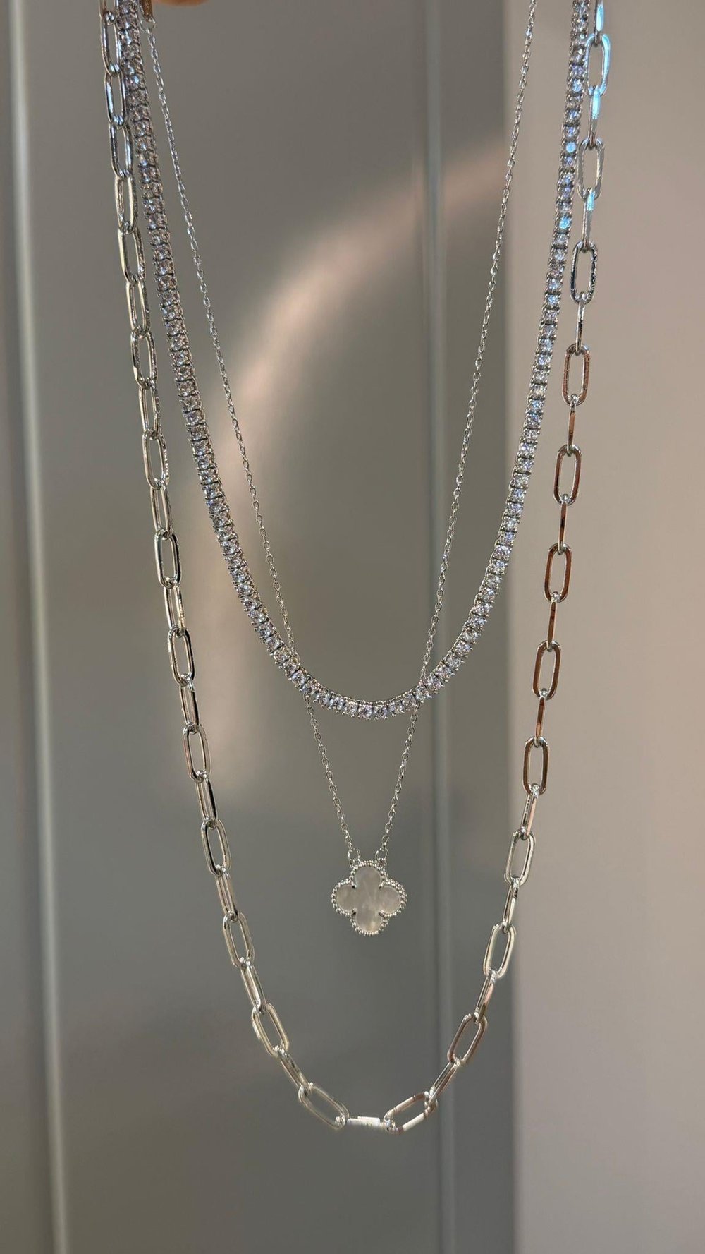 Silver Üçlü Kombin Kolye
