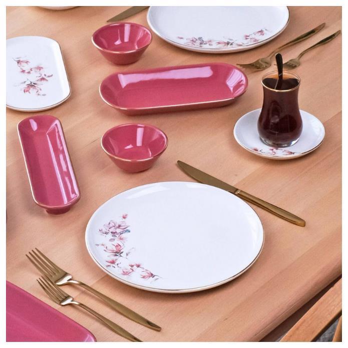 Glore Asya Spring 41 Parça 6 Kişilik Seramik Kahvaltı Takımı