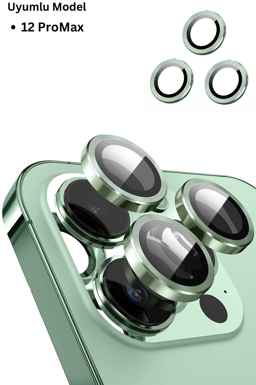 Iphone 12ProMax Uyumlu Alüminyum Alaşım 3d Kamera Lens Koruyucu