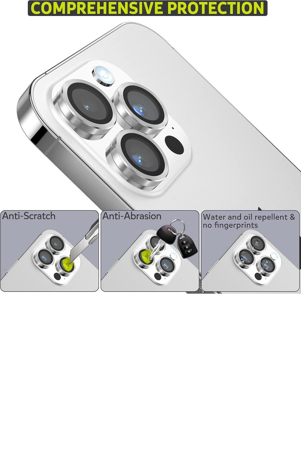 Iphone 12ProMax Uyumlu Alüminyum Alaşım 3d Kamera Lens Koruyucu