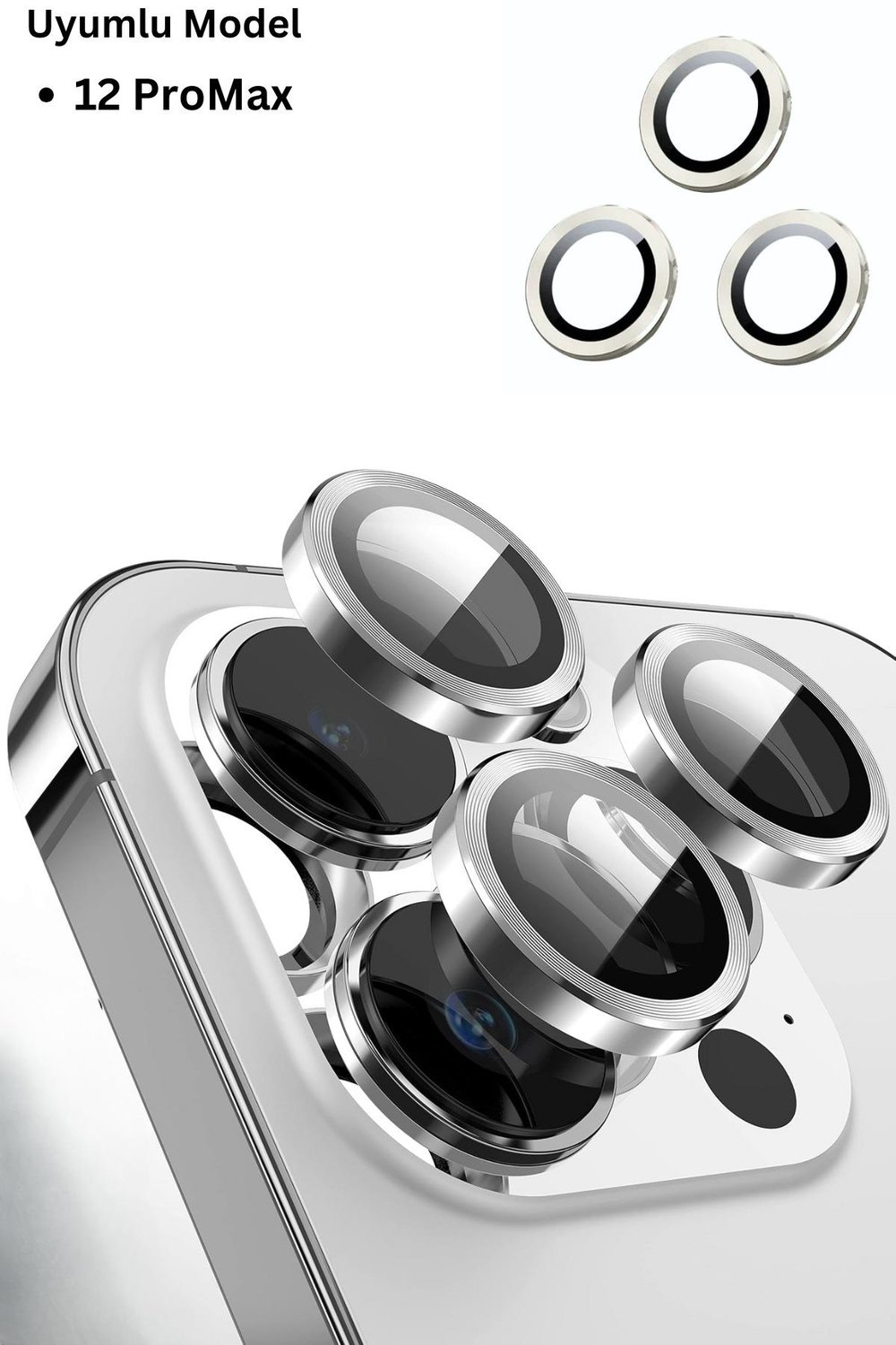 Iphone 12ProMax Uyumlu Alüminyum Alaşım 3d Kamera Lens Koruyucu