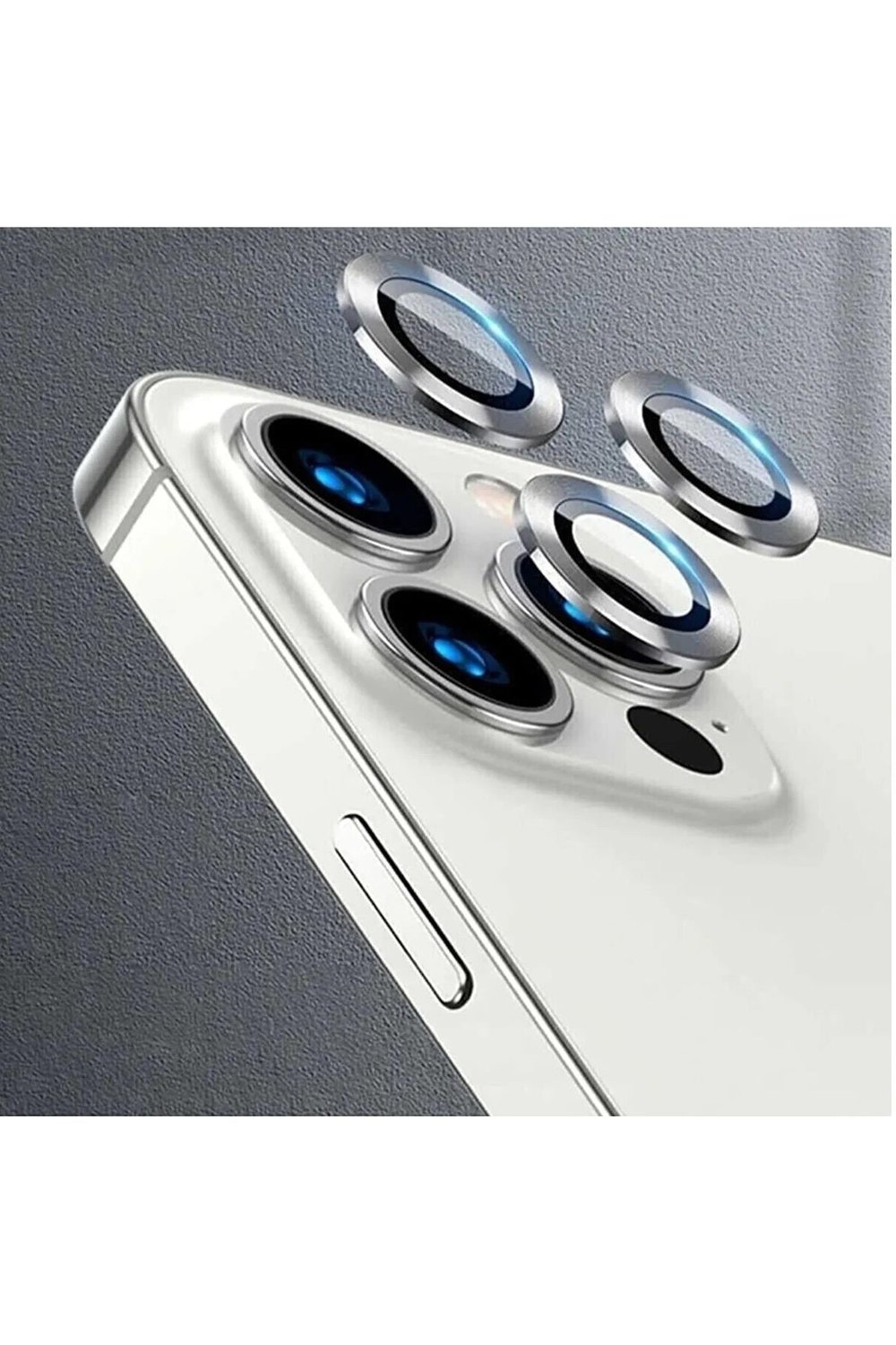 Iphone 14 Pro Max / 14 Pro Uyumlu Gümüş Kamera Lensi Koruyucu