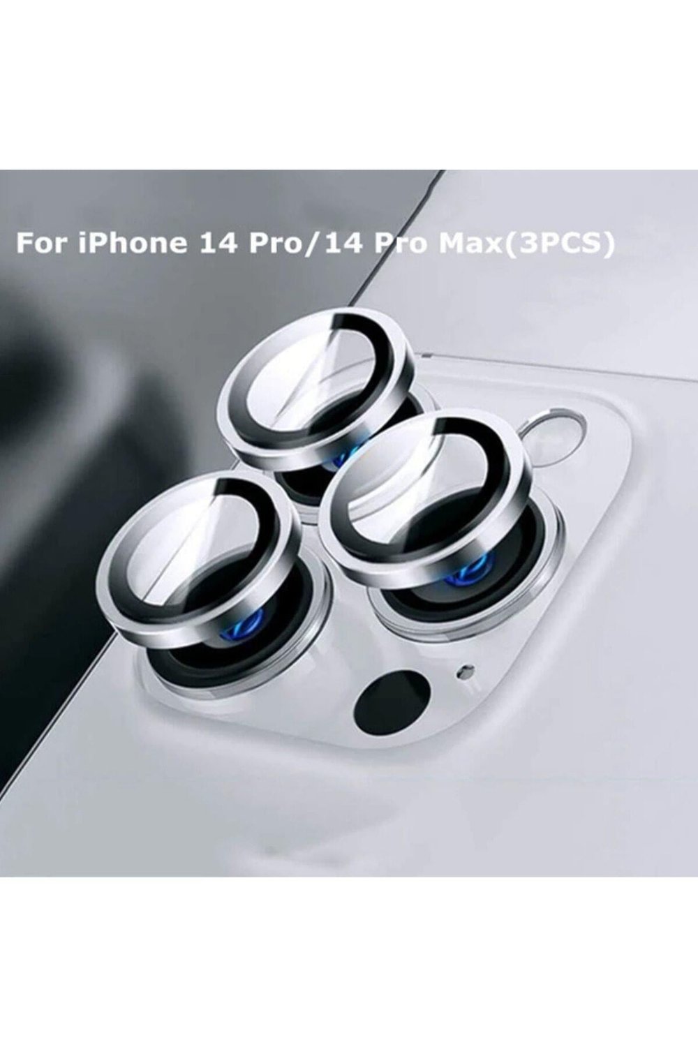 Iphone 14 Pro Max / 14 Pro Uyumlu Gümüş Kamera Lensi Koruyucu