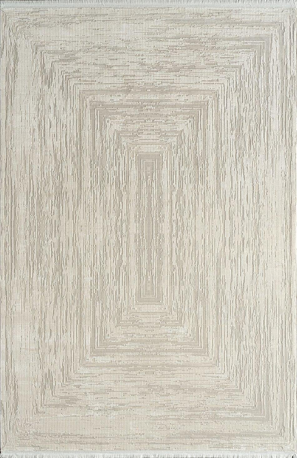 By Özer Halı Bej Krem Renk Geometrik Desenli Modern Stil Pierre Cardin Halı Voyage KJ05A Salon Halısı
