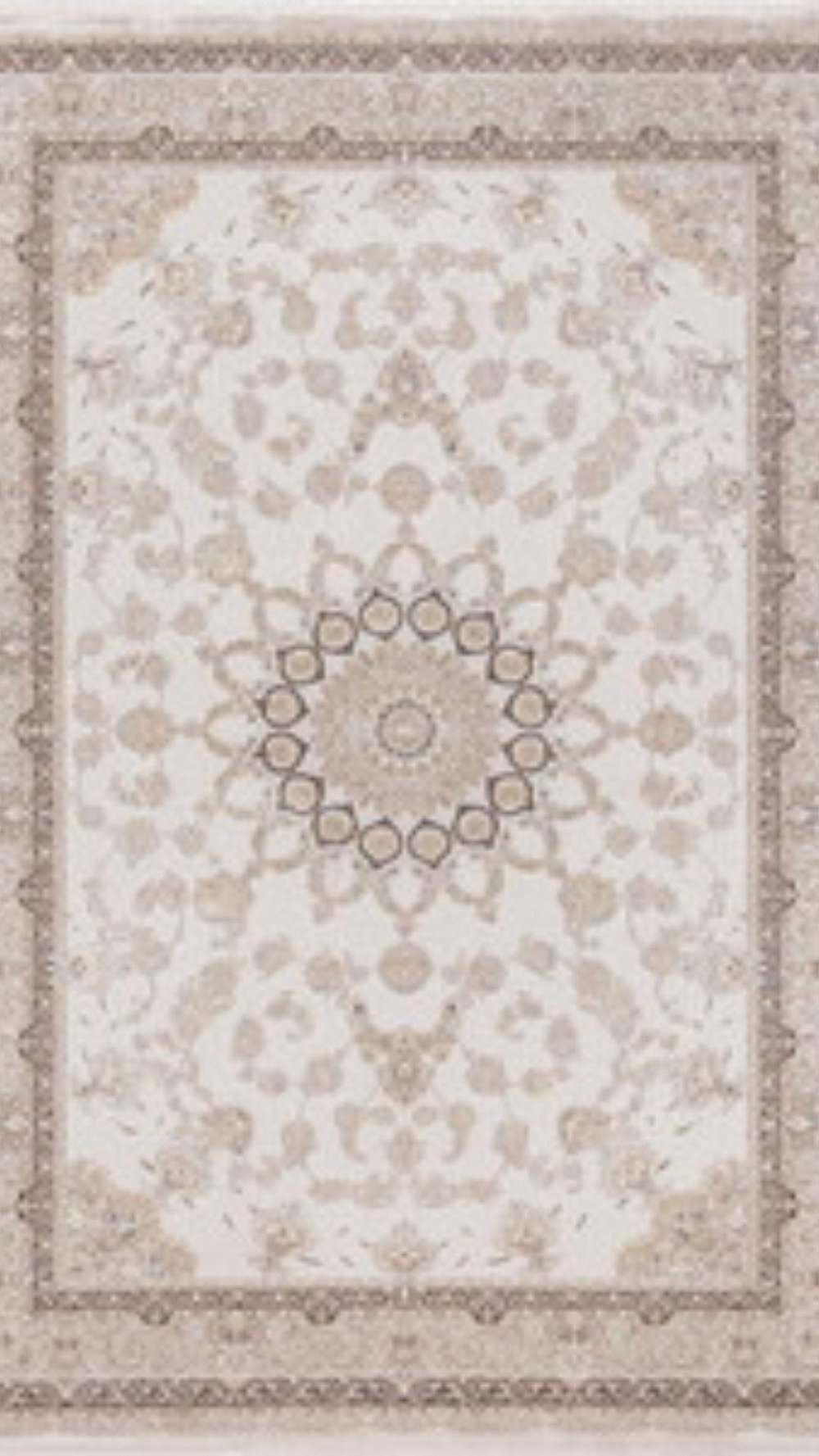 By Özer Halı Bej Renk Göbekli Bordürlü Klasik Stil Pigment Halı Vera Classic VRC01 Salon Halısı