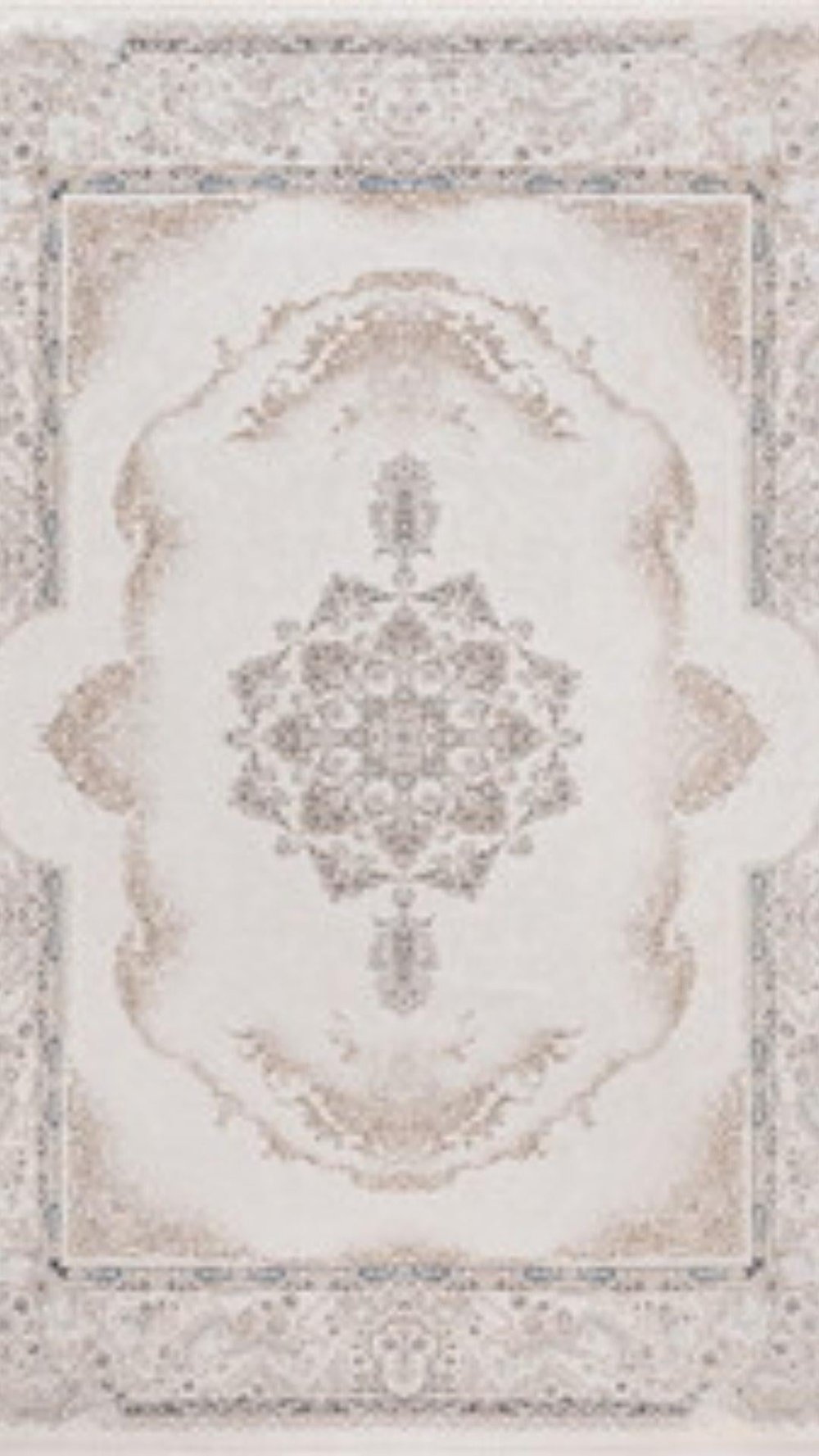 By Özer Halı Bej Renk Göbekli Bordürlü Klasik Stil Pigment Halı Vera Classic VRC04 Salon Halısı