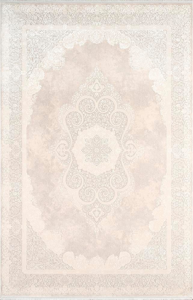 By Özer Halı Bej Renk Krem Bordürlü Göbekli Klasik Stil Pierre Cardin Halı Pierre Zen HG07A Salon Halısı
