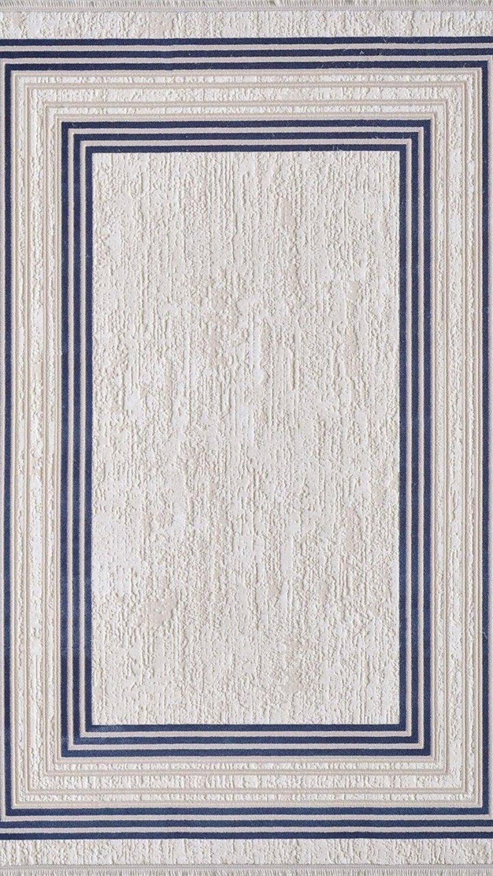 By Özer Halı Bej Renk Lacivert Bordürlü Modern Stil Artemis Halı Murano 09164C Salon Halısı