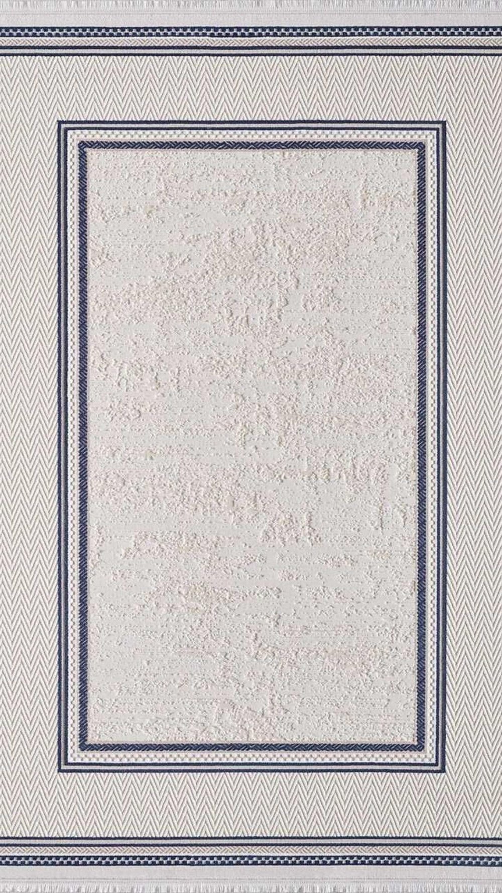 By Özer Halı Bej Renk Lacivert Bordürlü Modern Stil Artemis Halı Murano 9165E Salon Halısı