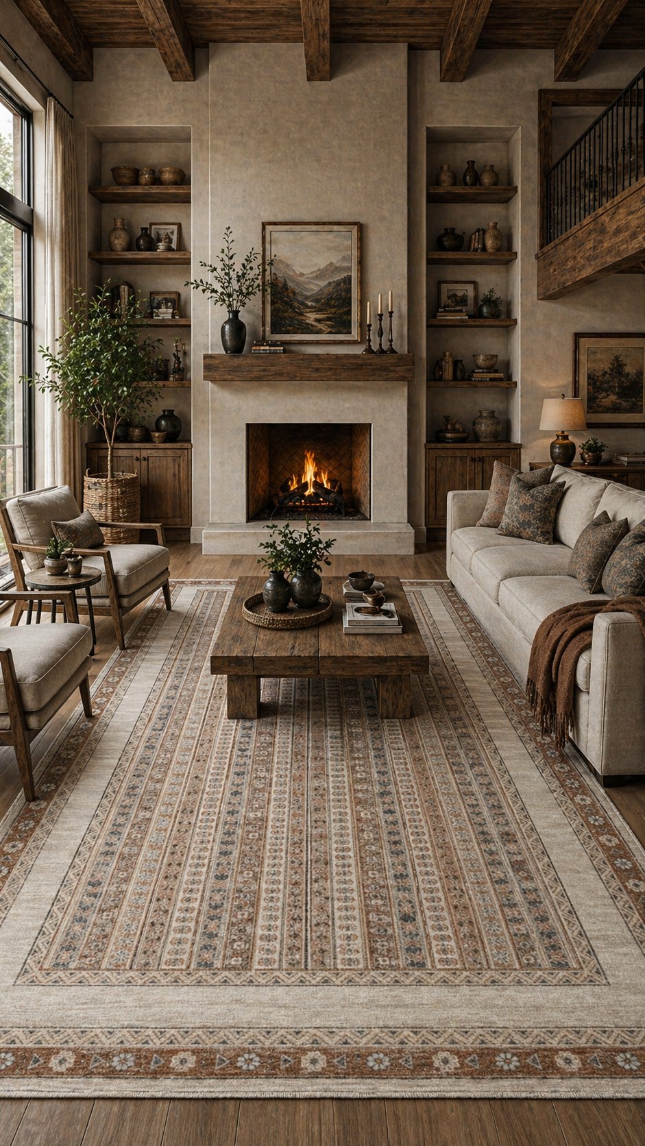 By Özer Halı Çok Renkli Bordürlü Etnik Stil Royal Halı Armonika YT01A Salon Halısı
