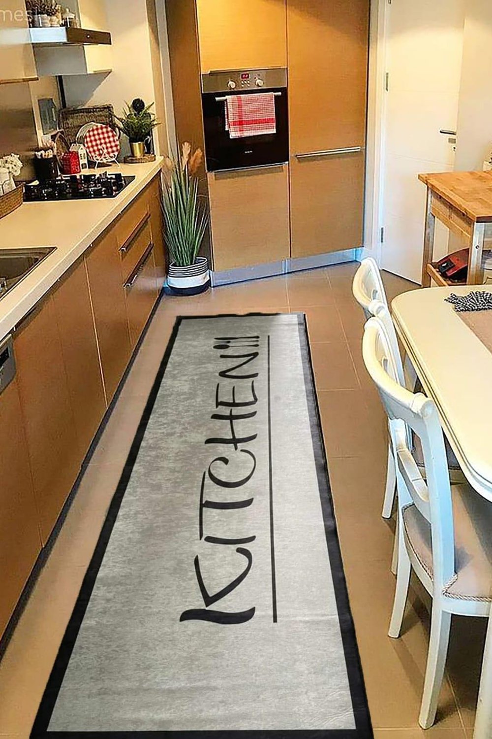By Özer Halı Dot Taban Bordürlü Gri Siyah Renk Makinede Yıkanabilir Modern Stil Kilim Yolluk Mutfak Halısı
