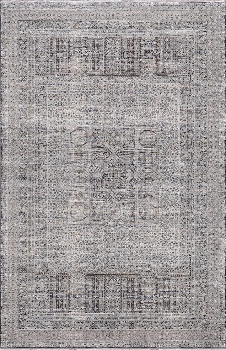 By Özer Halı Gri Hardal Renk Geçişli Bordürlü Modern Stil Saray Halı Romeo RO12A Salon Halısı