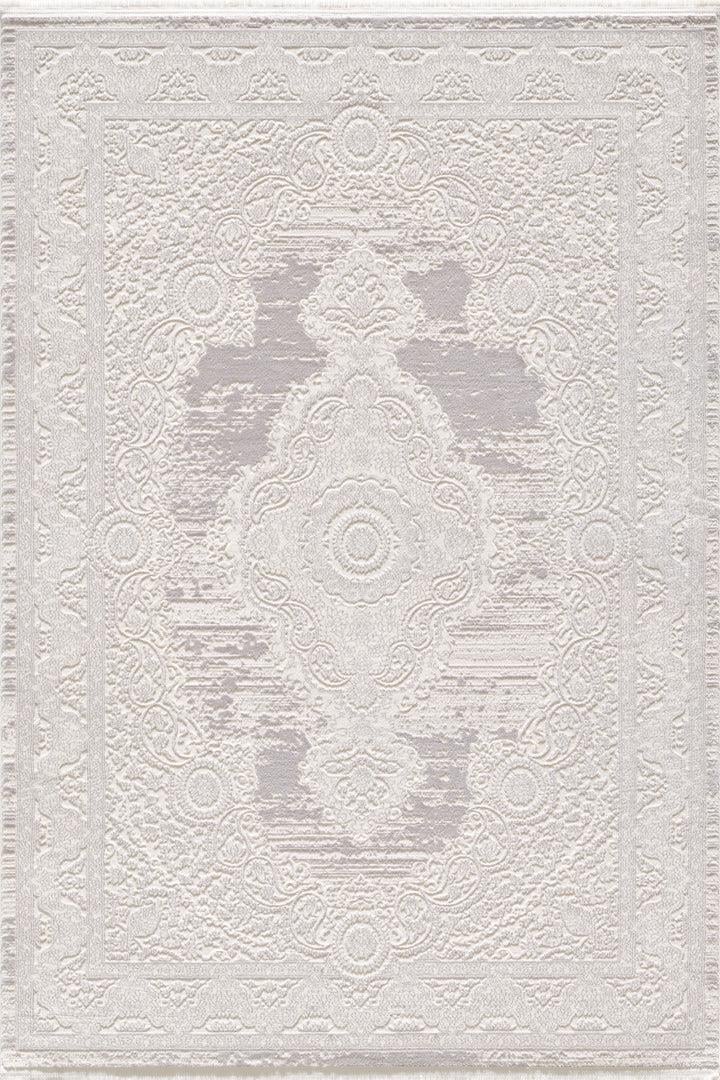 By Özer Halı Gri Renk Bordürlü Klasik Stil Armoni Silver SV72A Salon Halısı