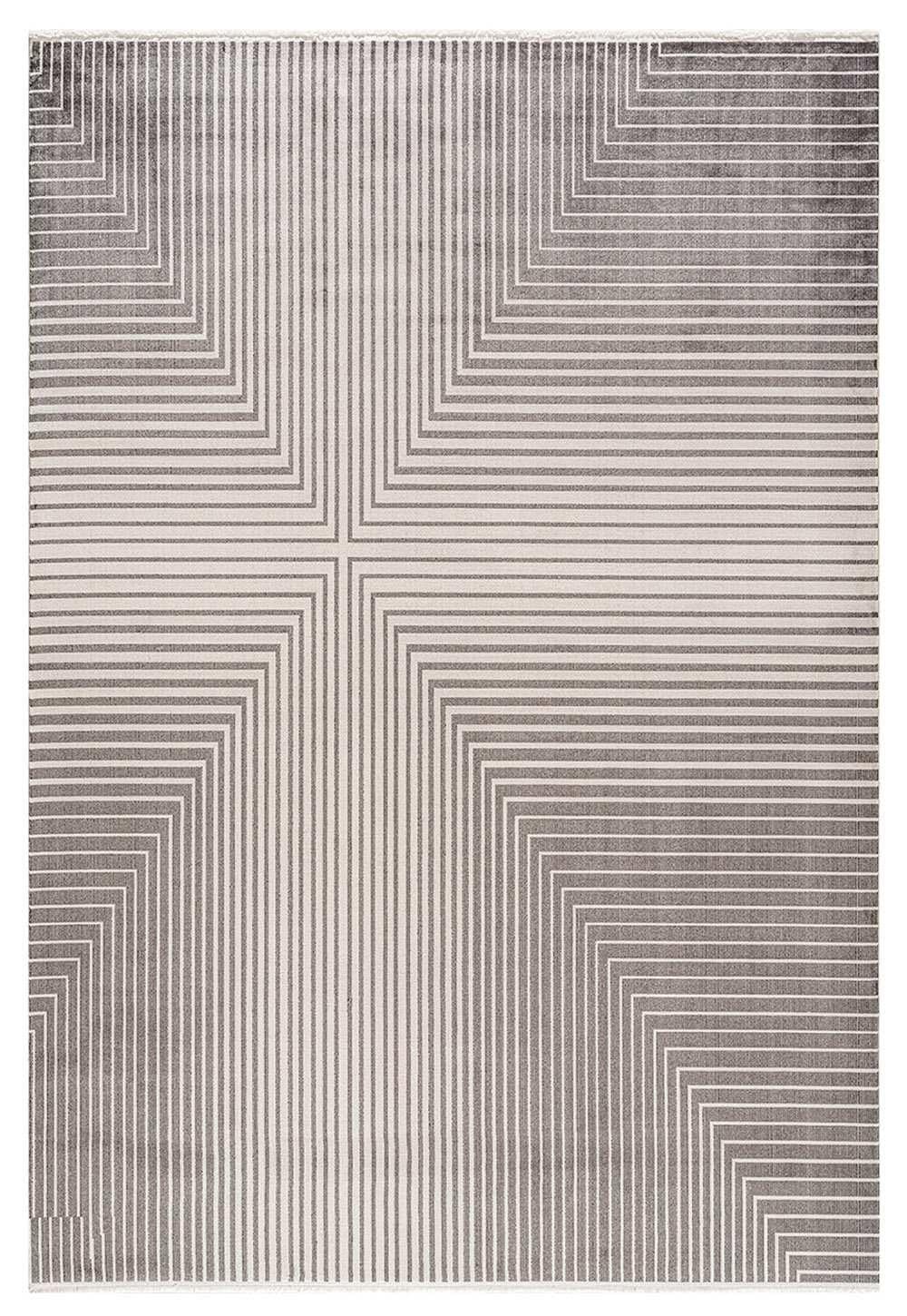 By Özer Halı Gri Renk Geometrik Desenli Modern Stil Koza Halı Lara A3400B Salon Halısı