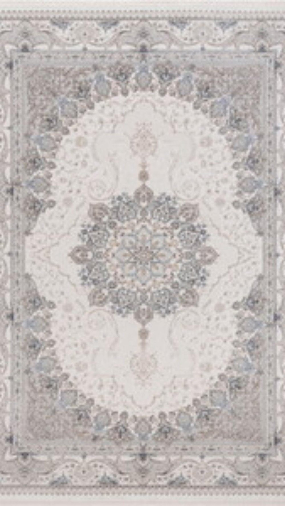 By Özer Halı Gri Renk Göbekli Bordürlü Klasik Stil Pigment Halı Vera Classic VRC06 Salon Halısı