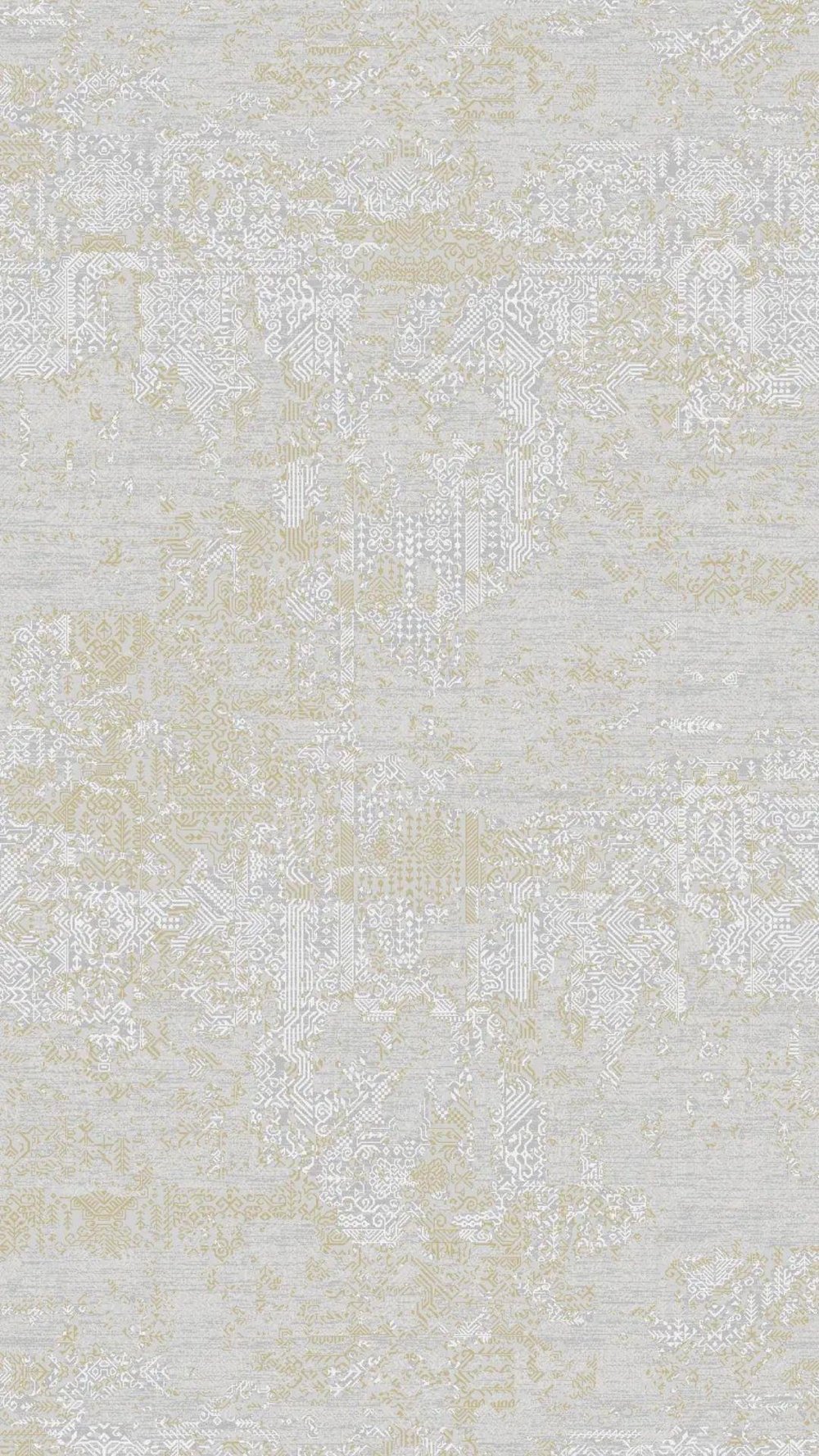 By Özer Halı Gri Renk Gold Desenli Modern Stil Majolika Halı Lade LD22A Salon Halısı