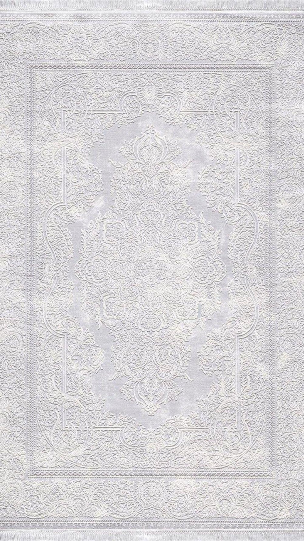 By Özer Halı Gri Renk Gri Bordürlü Klasik Stil Artemis Halı Vanessa 06150A Salon Halısı