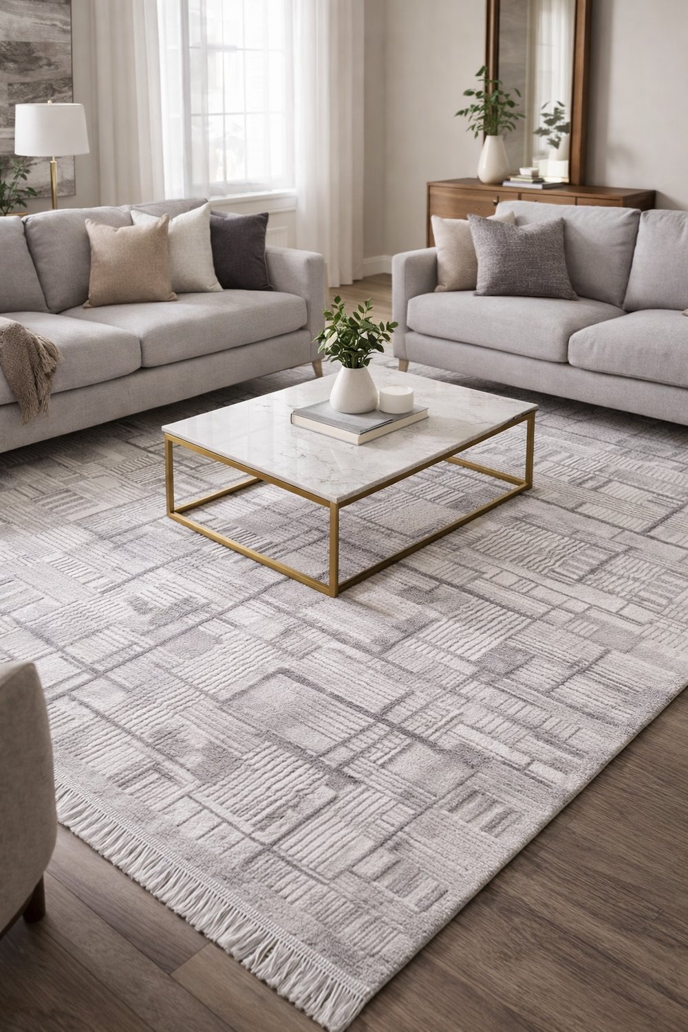 By Özer Halı Gri Renk Gri Desenli Modern Stil Artemis Halı Samoa 02378C Salon Halısı
