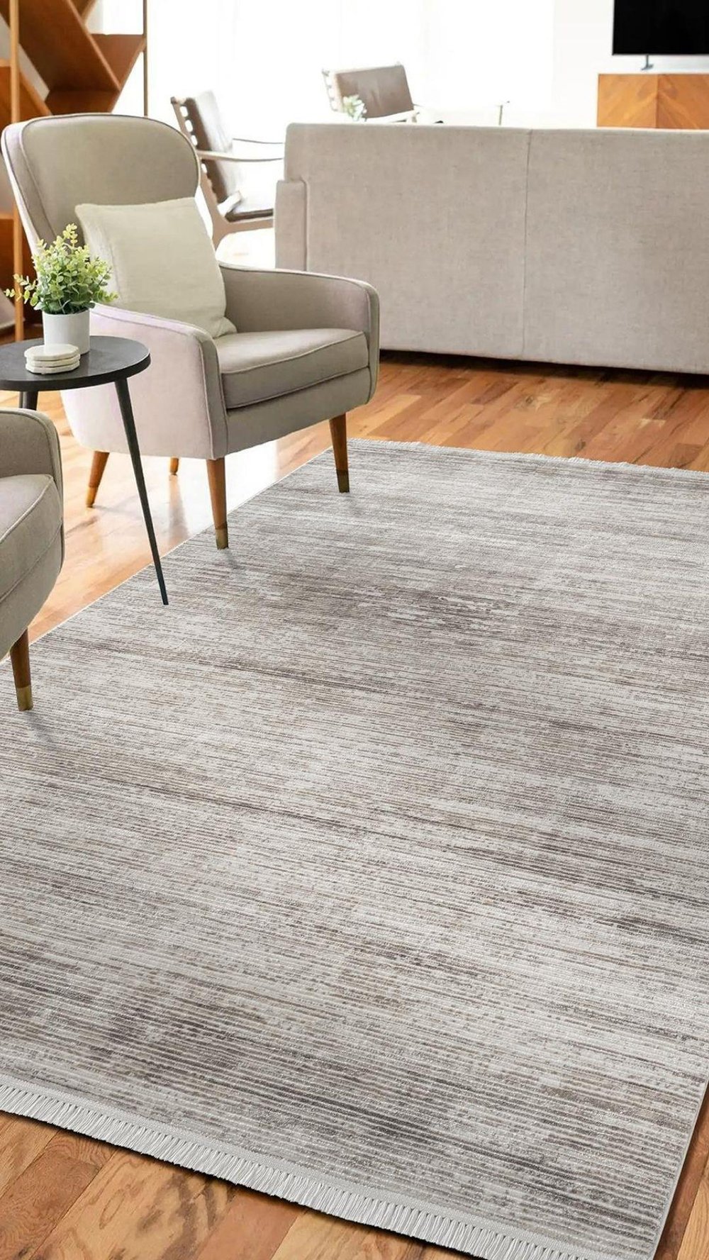By Özer Halı Gri Renk Kahve Geçişli Modern Stil Karmen Halı Etro ET011G Salon Halısı