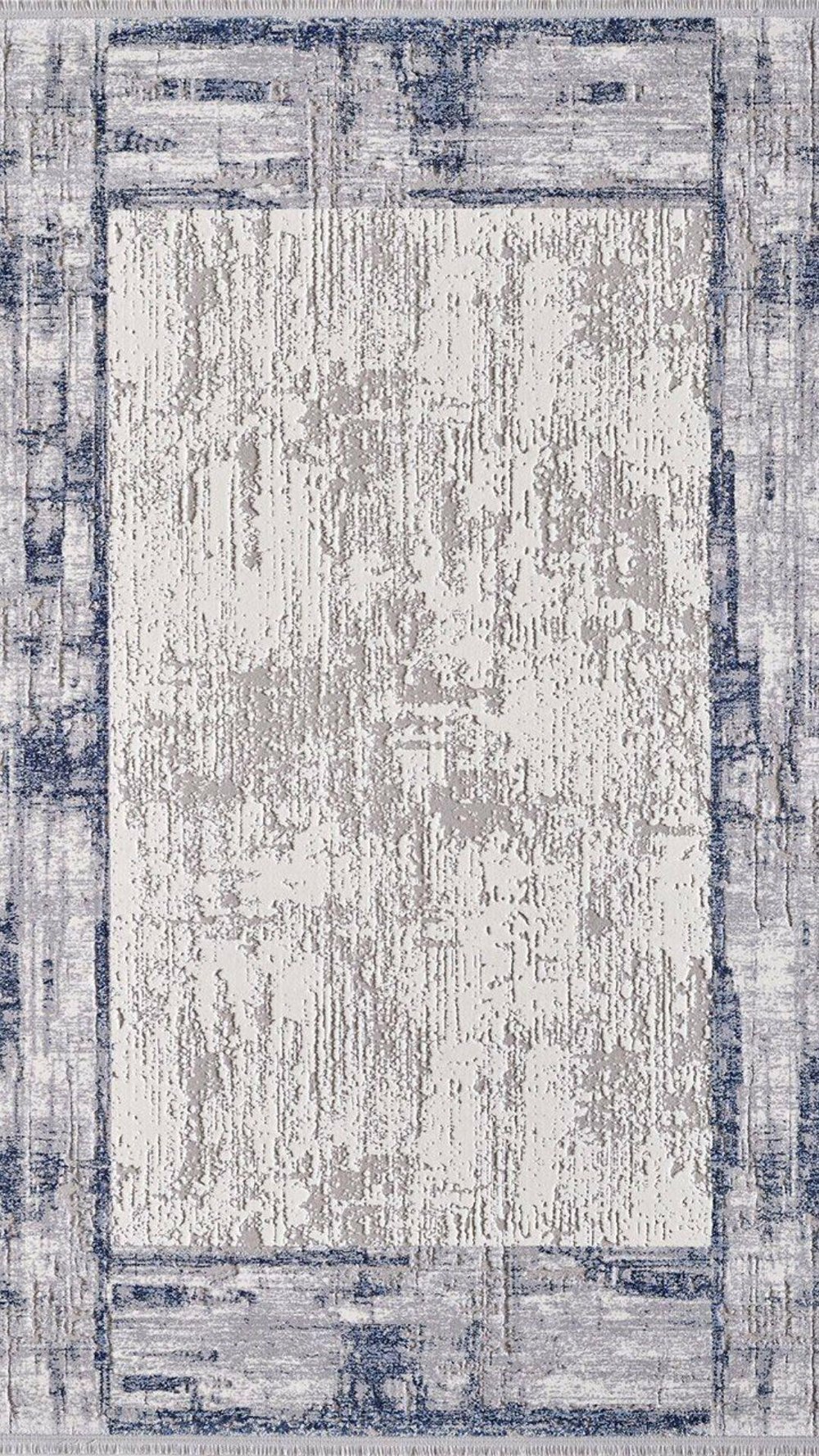 By Özer Halı Gri Renk Lacivert Bordürlü Modern Stil Artemis Halı Murano 09164C Salon Halısı