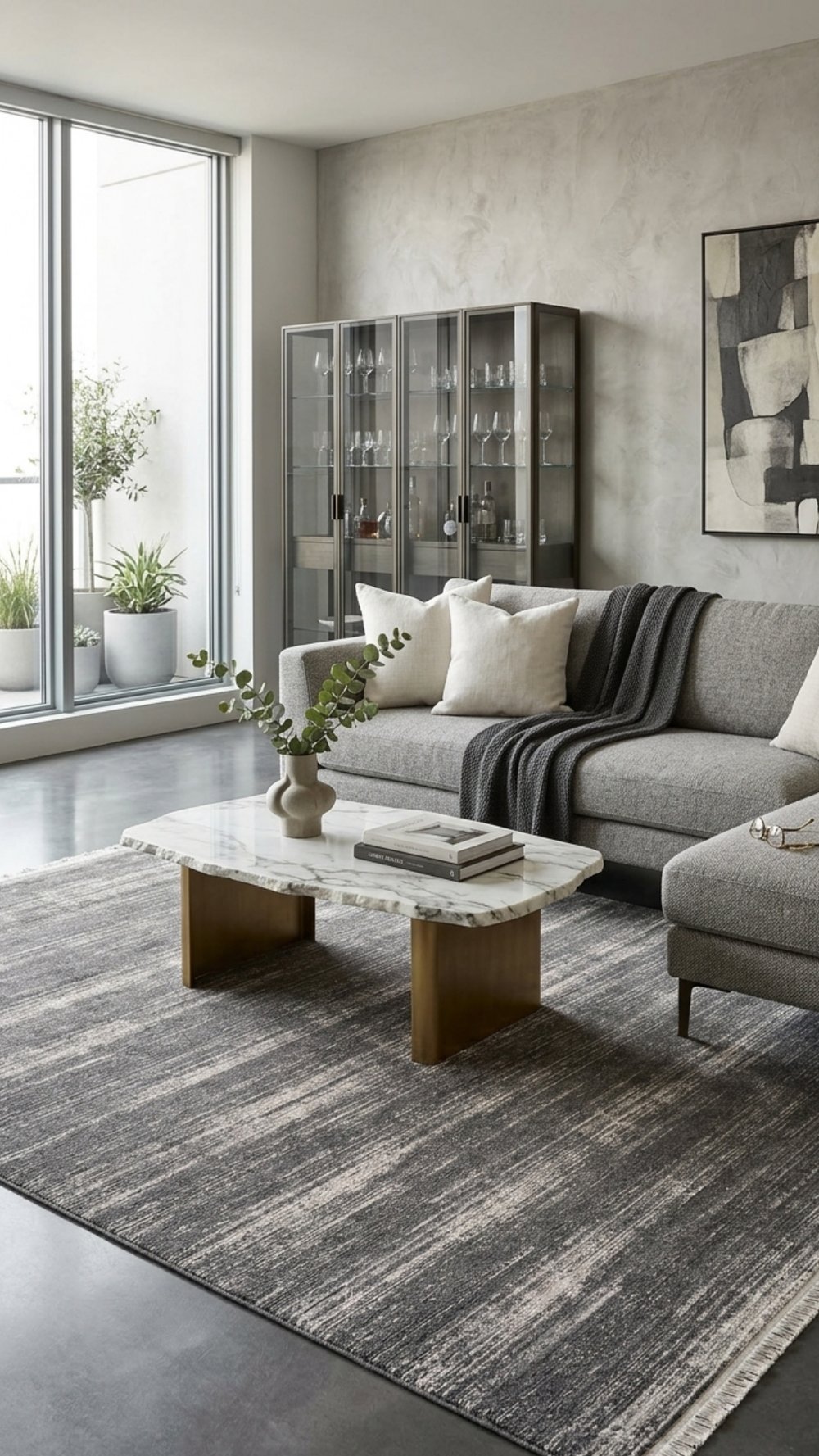 By Özer Halı Gri Renk Modern Stil Akrilik İplik Estefan EU05B Salon Halısı